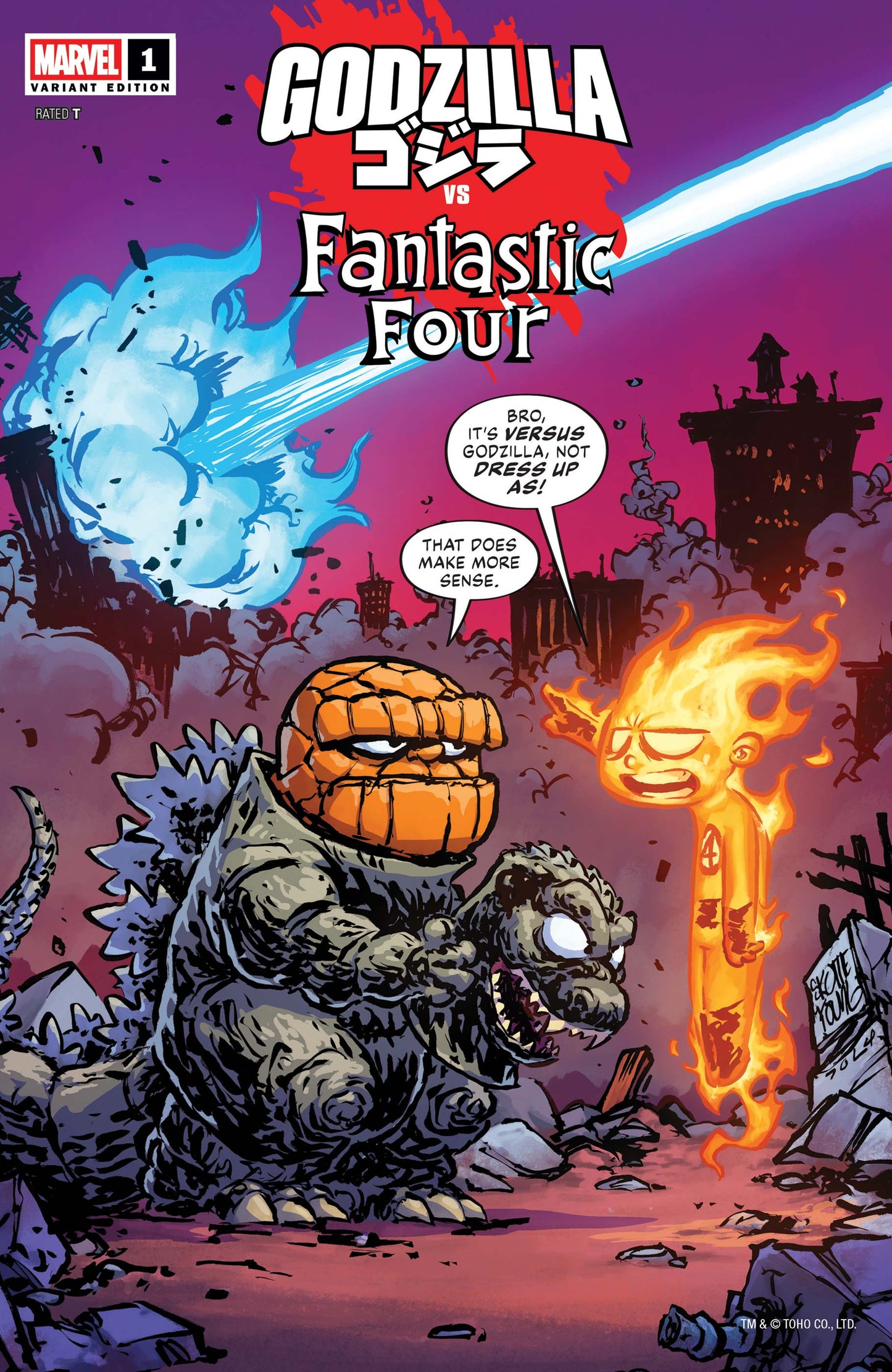 Godzilla Vs Fantastic Four #1 - Skottie Young Variant!