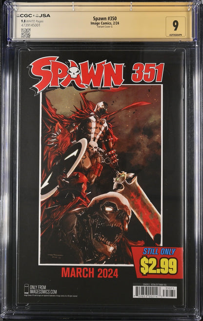 Spawn #350 CGC JSA 9.8 AUTO 9 Todd McFarlane Signed Retailer Thank You Variant